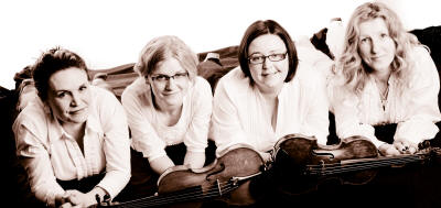 The AD String Quartet Sepia photo of string quartet who play in Durham