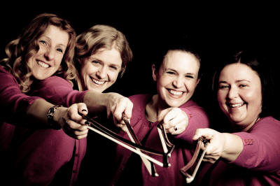 The AD String Quartet Challenging string quartet in pink. They play in Northumberland